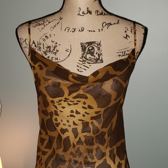 Plus Semi-sheer Giraffe Ruffle Assymetrical Gown - Picture 2 of 8